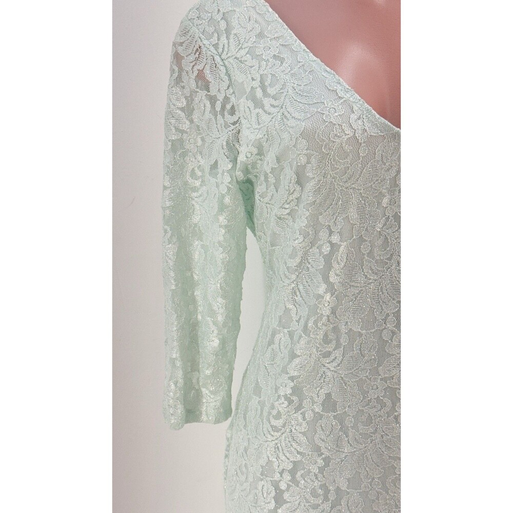 NWT Marina Women's Size 10 Mint Aqua Lace Sleeveless A-Line Maxi Dress Gown Prom - Picture 4 of 16
